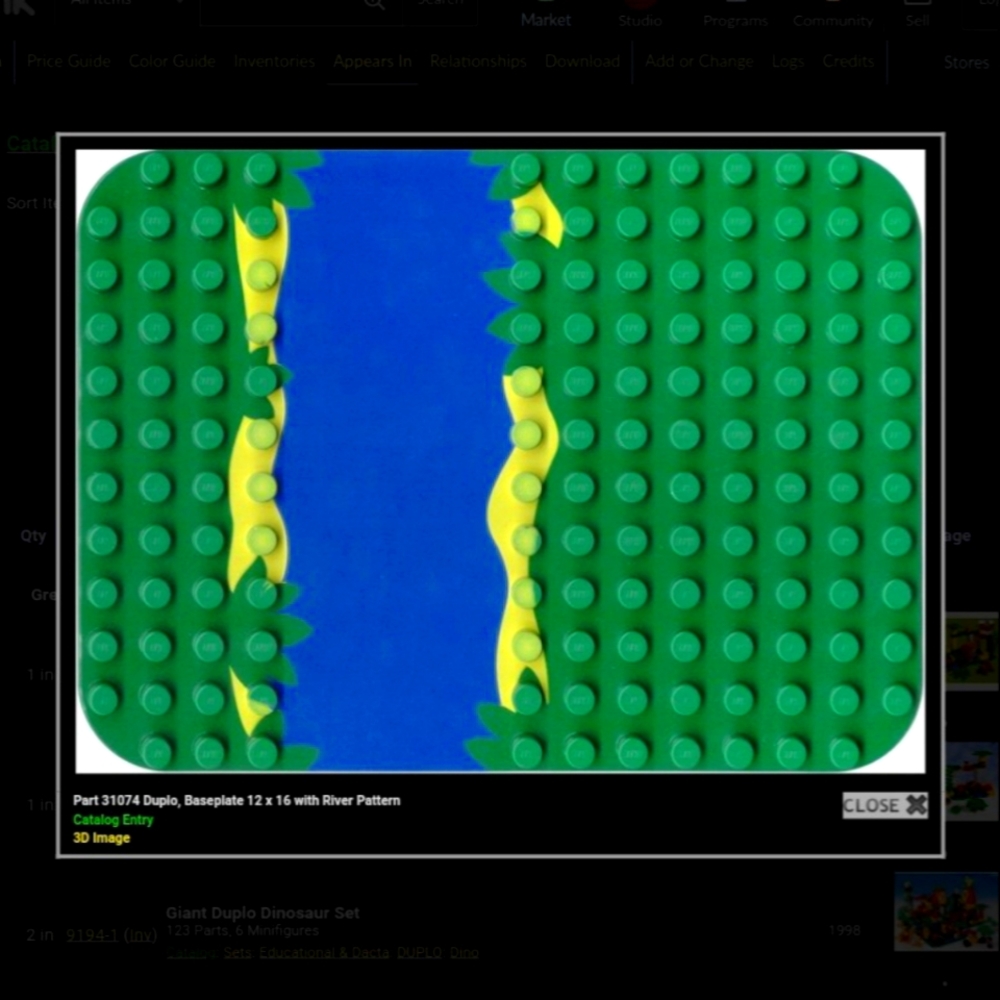 Lego Duplo Baseplate 12 x 16 Green with Blue River Pattern 31074 Dinosau…